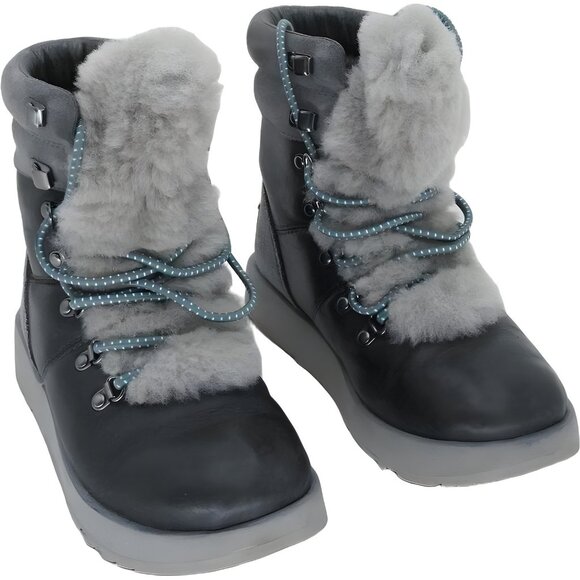 UGG Ashton Lace-Up Winter Boots Dark Earth Gray US 6.5 - Picture 1 of 6